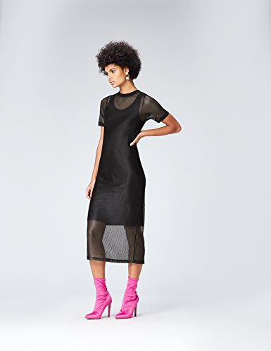 Marca Amazon - find. Vestido de Red para Mujer, Negro (Schwarz), 38, Label: S