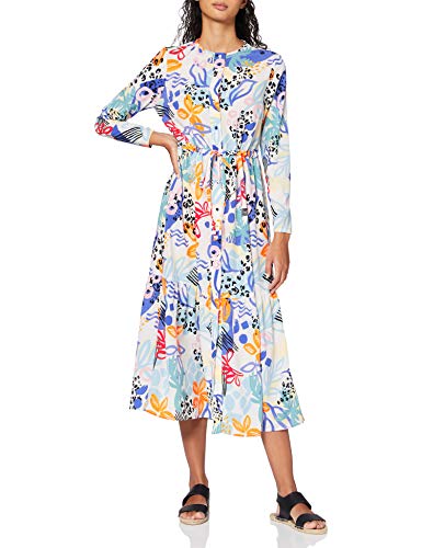 Marca Amazon - find. Vestido Midi Camisero de Flores Mujer, Multicolor (Multi)., 42, Label: L