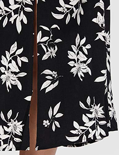 Marca Amazon - find. Vestido Midi Camisero de Flores Mujer, Negro (Black/White), 40, Label: M