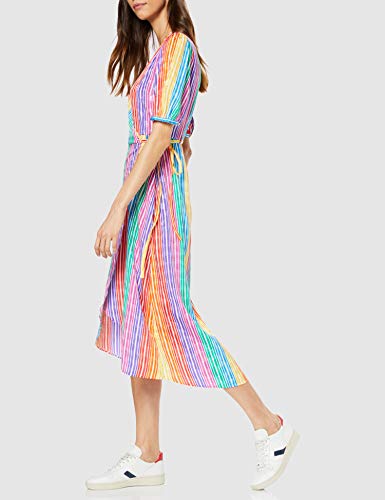 Marca Amazon - find. Vestido Midi Cruzado Mujer, Multicolor (Multicolour), 40, Label: M