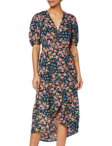 Marca Amazon - find. Vestido Midi Cruzado Mujer, Negro (Black), 44, Label: XL