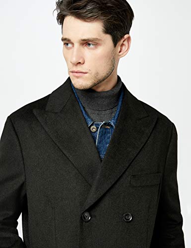Marca Amazon - find. Wool Mix Double Breasted Smart Abrigo Hombre, Verde (Forest Green), XXL, Label: XXL