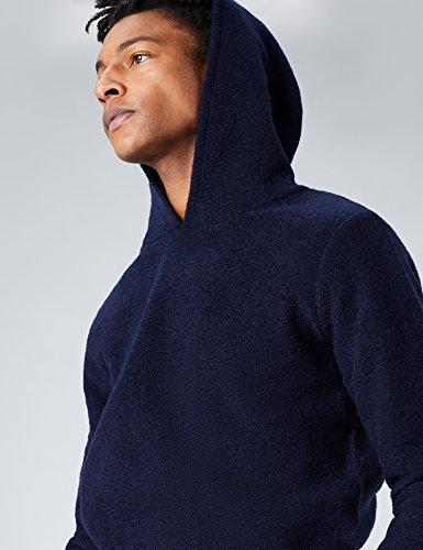 Marca Amazon - find. Wool Mix, Sudadera de Punto con Capucha Hombre, Azul (Navy), XXL, Label: XXL