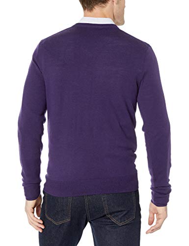 Marca Amazon – Goodthreads – Jersey de lana merino con cuello en V para hombre, Morado (deep purple Dee), US S (EU S)