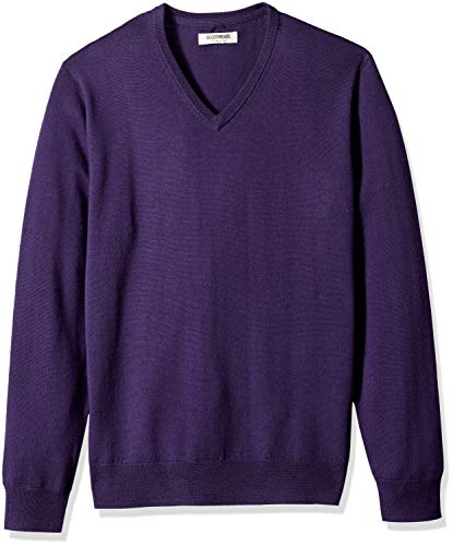 Marca Amazon – Goodthreads – Jersey de lana merino con cuello en V para hombre, Morado (deep purple Dee), US S (EU S)