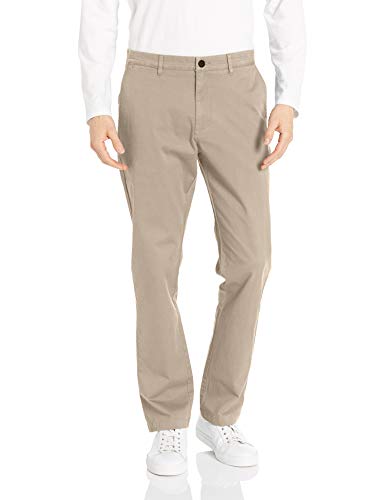 Marca Amazon - Goodthreads - Pantalón chino elástico para hombre, ajuste atlético, lavado, cómodo., Beige (Khaki), 36W x 30L