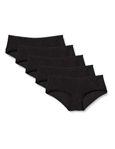 Marca Amazon - Iris & Lilly BELK006M5, Hipster Mujer, Pack de 5, Negro (Black), XXX-Large (Talla fabricante: XXX-large)