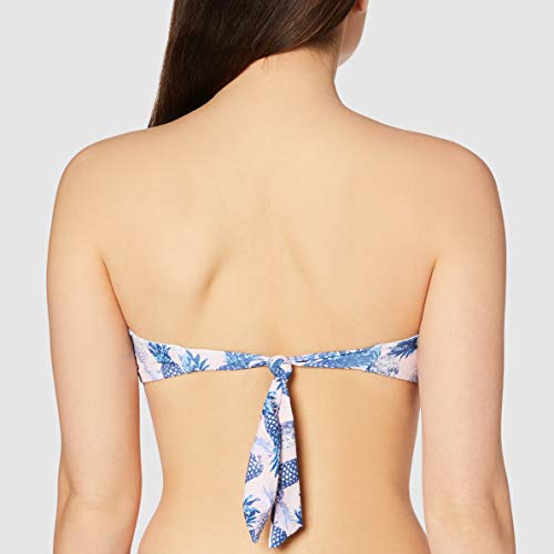 Marca Amazon - IRIS & LILLY Bikini Bandeau estampado Mujer, Multicolor (Pineapple Print), M, Label: M