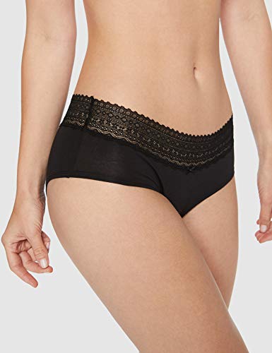Marca Amazon - IRIS & LILLY Braga Boy Short de Algodón Mujer, Pack de 3, Negro (Black), M, Label: M