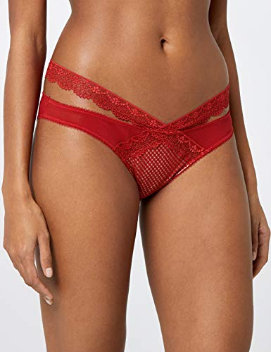 Marca Amazon - IRIS & LILLY Braga de Bikini de Encaje Mujer, Pack de 2, Rojo (Scooter), L, Label: L