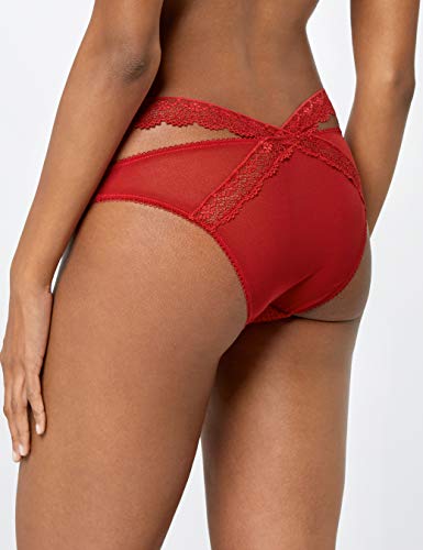 Marca Amazon - IRIS & LILLY Braga de Bikini de Encaje Mujer, Pack de 2, Rojo (Scooter), L, Label: L