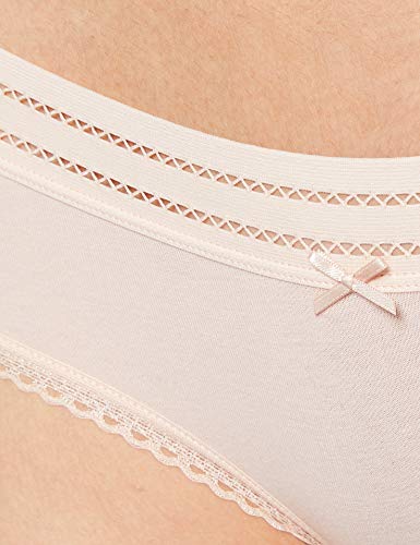 Marca Amazon - Iris & Lilly Braga Hipster de Algodón Mujer, Pack de 5, Multicolor (Rose Smoke/White), L, Label: L