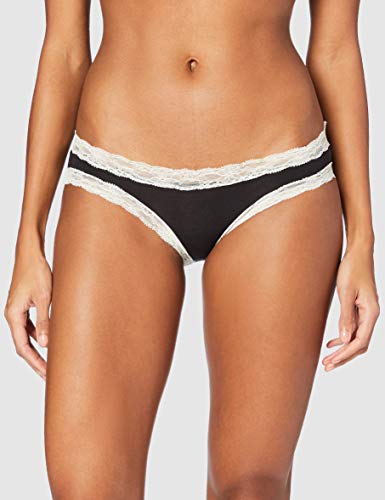 Marca Amazon - Iris & Lilly Braga Hipster de Algodón Mujer, Pack de 7, Multicolor (negro/melange/rosa suave), L, Label: L