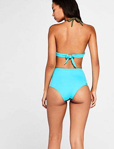 Marca Amazon - Iris & Lilly Braguita de Bikini Mujer, Verde (Khaki/turquoise Trim), XS, Label: XS