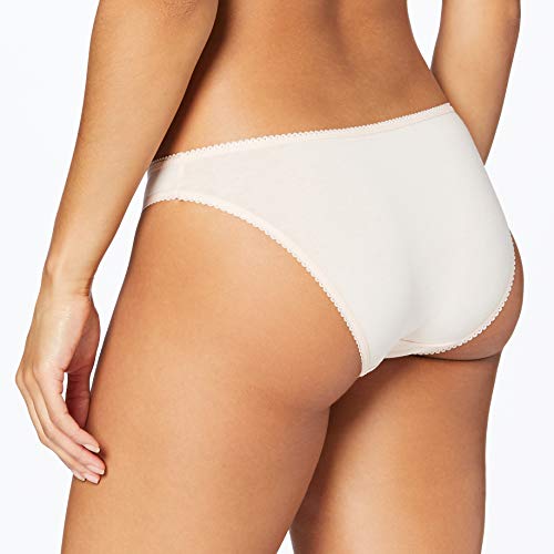 Marca Amazon - IRIS & LILLY Braguita Estilo Bikini de Algodón para Mujer, Pack de 5, Multicolor (Soft Pink), Large