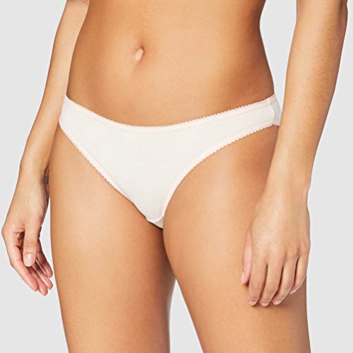 Marca Amazon - IRIS & LILLY Braguita Estilo Bikini de Algodón para Mujer, Pack de 5, Multicolor (Soft Pink), Large