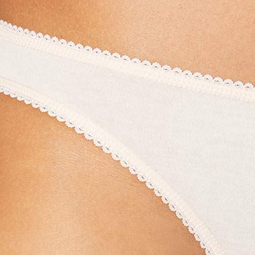 Marca Amazon - IRIS & LILLY Braguita Estilo Bikini de Algodón para Mujer, Pack de 5, Multicolor (Soft Pink), Large