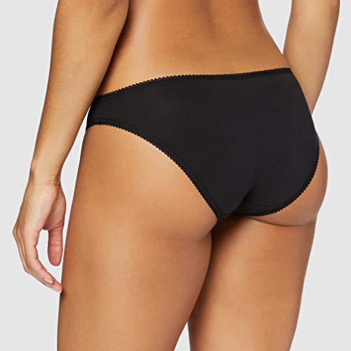 Marca Amazon - IRIS & LILLY Braguita Estilo Bikini de Algodón para Mujer, Pack de 5, Negro (Black), Small