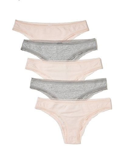 Marca Amazon - IRIS & LILLY Braguita Mujer, Pack de 5, Multicolor (Pearl/melange), M, Label: M