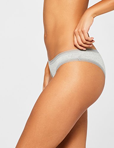 Marca Amazon - IRIS & LILLY Braguita Mujer, Pack de 5, Multicolor (Pearl/melange), M, Label: M
