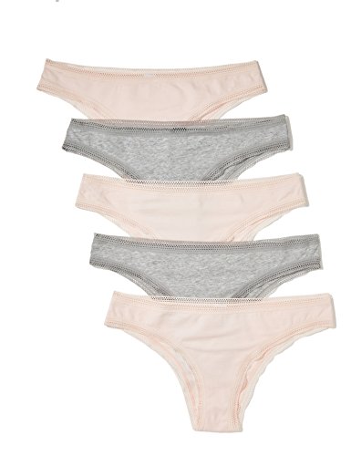 Marca Amazon - IRIS & LILLY Braguita Mujer, Pack de 5, Multicolor (Pearl/melange), S, Label: S