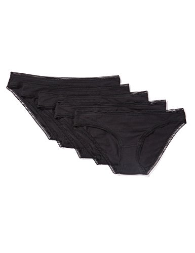 Marca Amazon - Iris & Lilly Braguita Mujer, Pack de 5, Negro, XL, Label: XL