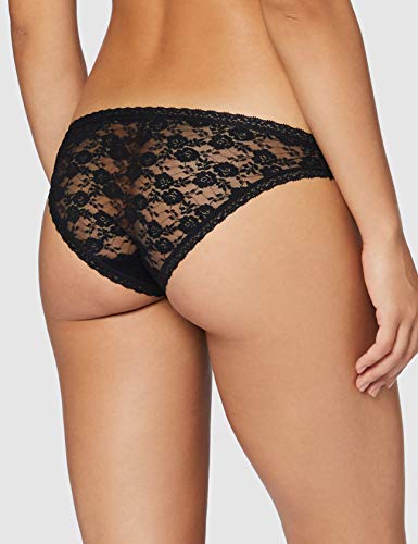 Marca Amazon - IRIS & LILLY Braguitas de Encaje Estilo Bikini Mujer, Pack de 2, Multicolor (White/Black), XS, Label: XS