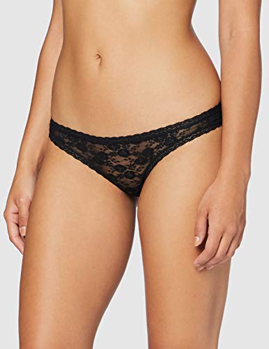 Marca Amazon - IRIS & LILLY Braguitas de Encaje Estilo Bikini Mujer, Pack de 2, Multicolor (White/Black), XS, Label: XS