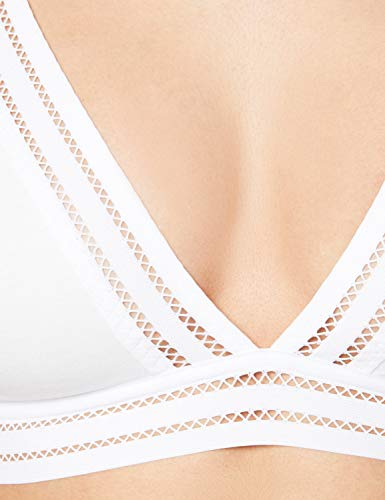 Marca Amazon - Iris & Lilly Bralette de Algodón Mujer, Blanco (Blanco), XL, Label: XL
