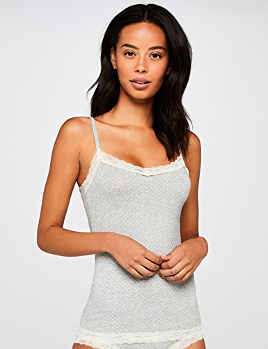 Marca Amazon - IRIS & LILLY Camiseta de Tirantes con Encaje Body Natural para Mujer, Pack de 2, Multicolor (Soft Pink/Grey), XS, Label: XS