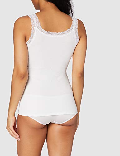 Marca Amazon - Iris & Lilly Camiseta de Tirantes de Algodón Mujer, Pack de 2, Blanco, M, Label: M
