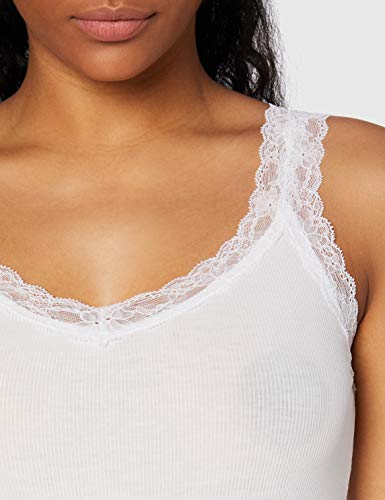 Marca Amazon - Iris & Lilly Camiseta de Tirantes de Algodón Mujer, Pack de 2, Blanco, M, Label: M