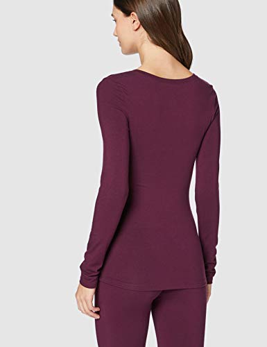 Marca Amazon - IRIS & LILLY Camiseta Interior Térmica Ligera de Manga Larga para Mujer, Morado (Potent Purple), S, Label: S