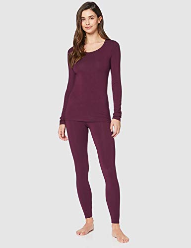 Marca Amazon - IRIS & LILLY Camiseta Interior Térmica Ligera de Manga Larga para Mujer, Morado (Potent Purple), S, Label: S