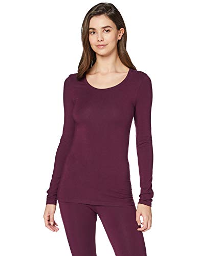 Marca Amazon - IRIS & LILLY Camiseta Interior Térmica Ligera de Manga Larga para Mujer, Morado (Potent Purple), S, Label: S