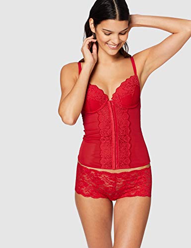 Marca Amazon - Iris & Lilly Corset de Encaje Mujer, Rojo (Scooter), 85B, Label: 32B