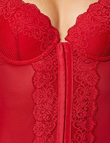 Marca Amazon - Iris & Lilly Corset de Encaje Mujer, Rojo (Scooter), 85B, Label: 32B