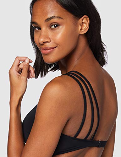 Marca Amazon - IRIS & LILLY Parte de Arriba de Bikini asimetrico Mujer, Multicolor (Negro), L, Label: L