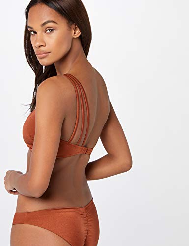 Marca Amazon - IRIS & LILLY Parte de Arriba de Bikini asimetrico Mujer, Rojo (Sumatra), M, Label: M