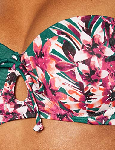 Marca Amazon - IRIS & LILLY Parte de Arriba de Bikini Bandeau Mujer, Multicolor (verde oscuro tropical), M, Label: M