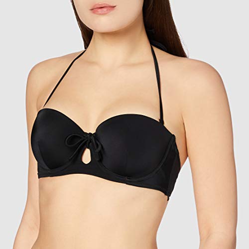 Marca Amazon - IRIS & LILLY Parte de Arriba de Bikini Bandeau Mujer, Negro (Nero), M, Label: M