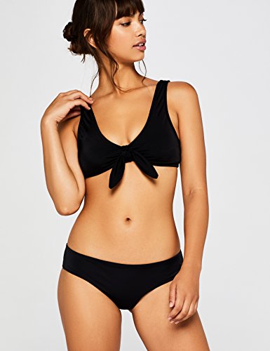 Marca Amazon - IRIS & LILLY Parte de Arriba de Bikini con Detalle Anudado Mujer, Negro (Nero), L, Label: L