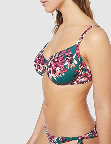 Marca Amazon - Iris & Lilly Parte de Arriba de Bikini DD+ Mujer, Multicolor (Tropical Flower Print), 100B, Label: 32G