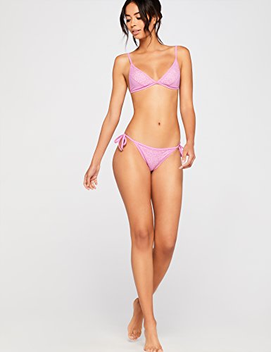 Marca Amazon - IRIS & LILLY Parte de Arriba de Bikini de Triángulo con Encaje Mujer, Rosa (Hot Orchid Lace), XS, Label: XS