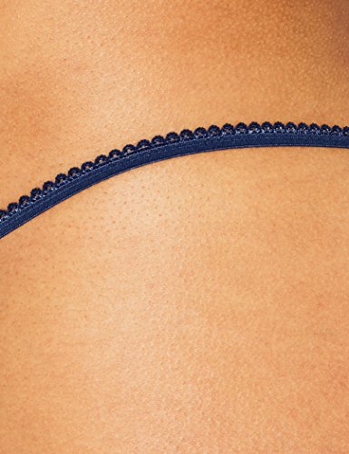 Marca Amazon - IRIS & LILLY Tanga de Hilo de Algodón Mujer, Pack de 5, Multicolor (Twilight Blue/pearl/cashmere Blue), M, Label: M