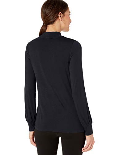 Marca Amazon - Lark & Ro - Blusa de punto con manga larga y cuello alto para mujer, Azul marino oscuro, US S (EU S - M)