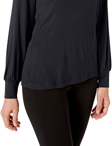 Marca Amazon - Lark & Ro - Blusa de punto con manga larga y cuello alto para mujer, Azul marino oscuro, US S (EU S - M)