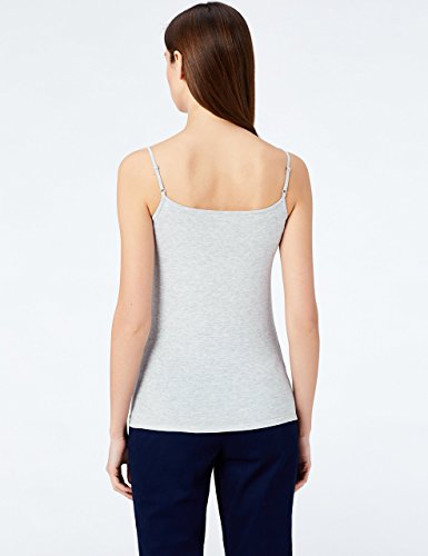 Marca Amazon - MERAKI Camiseta Mujer de Tirantes, Pack de 2, Gris (Light Grey Marl/white), 40, Label: M