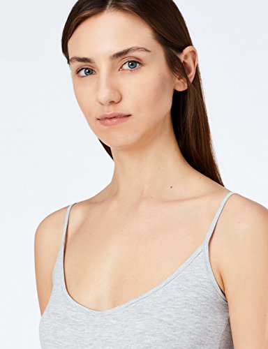Marca Amazon - MERAKI Camiseta Mujer de Tirantes, Pack de 2, Gris (Light Grey Marl/white), 40, Label: M