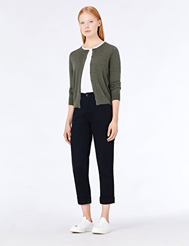 Marca Amazon - MERAKI Chaqueta de Algodón Mujer Cuello Redondo, Verde (Khaki), 48, Label: 3XL